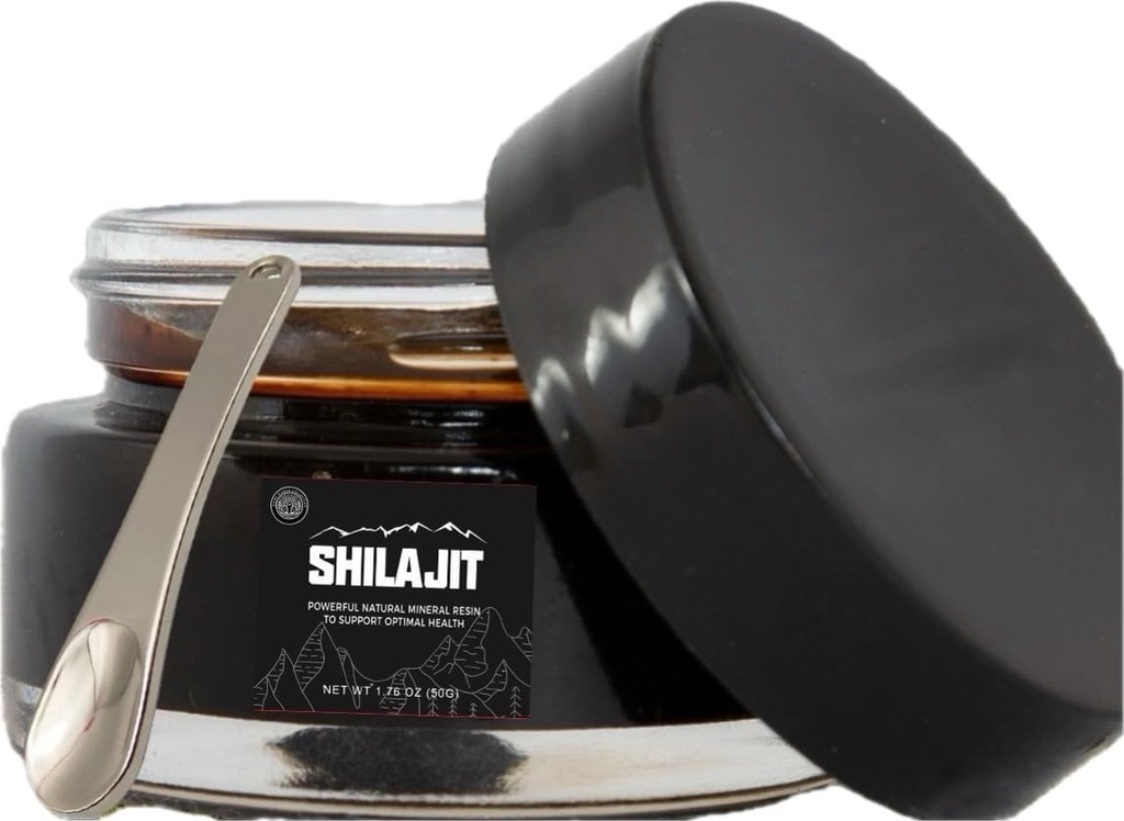 Shilajit Resin 124; Autentiske Himalayan Guld Grade Høstet 16000- 18,000 ft Budd124; Pure Ufiltreret Budd124; 85 + Trace Minerals og Fulvic Acid til energi og immunforsvar Budd124; 50 Bedste Flaske med Spoon