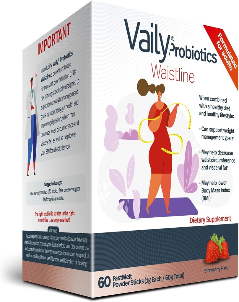 Vægthåndtering Probiotisk pulver sticks - 60 Oralt opløselige Slimning sticks - Gut sundhed Kosttilskud til håndtering af waist omkreds - Metabolisme supplement til sund kost & livsstil