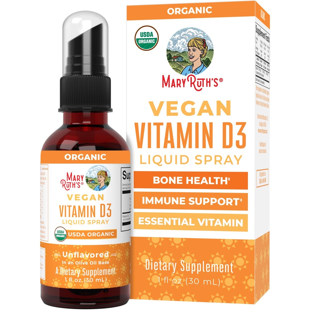 MaryRuth Organics Vitamin D USDA Økologisk Mezzogiorno 124; VIT D3 Flydende Mezzogiorno 124; Sugar Free Mezzogiorno 124; Flydende VIT D Spray immunforsvar Support til voksne & Kids Mezzogiorno 124; Knoglesundhed Mezzogiorno 124; Gluten Free Mezzogiorno 124; Non- GMO Mezzogiorno 124; 30 Servering