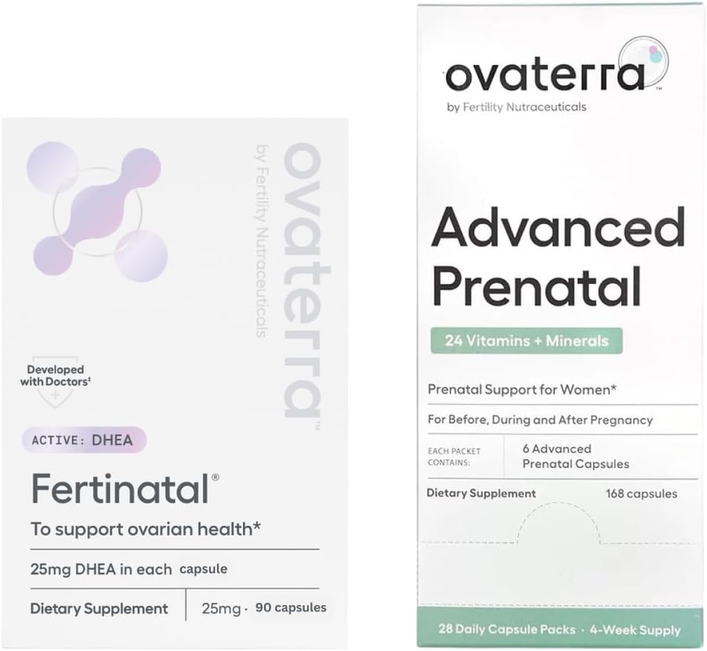 Prentatal Vitamin Bundle med mikroniseret DHEA, 550mg cholin, methylfolat, chelated iron & 24 Nutrients 258 Kapsler - 28 dages forsyning
