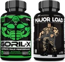 ONL Ultimate Mænds Testosteron Booster Bundle - GORIL- X & Major Load Kosttilskud Buddy 124; Forbedre Styrke, Stamina, og energi Buddy 124; med Horny Geat Weed, Maca, Tongkat Ali, Tribulus Buddy 124; 120 Kapsler