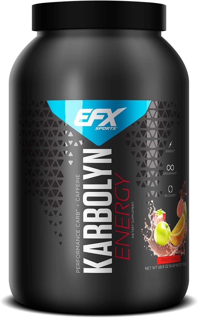EFX Sports Karbolyn Energy Yep 124; Performance Carbohydrat Powder + Koffein Mep 124; Carb Load & Energize Mep 124; 250mg Koffein Mep 124; Sugar Free Mep 124; 36 Servering (Fruit Punch)