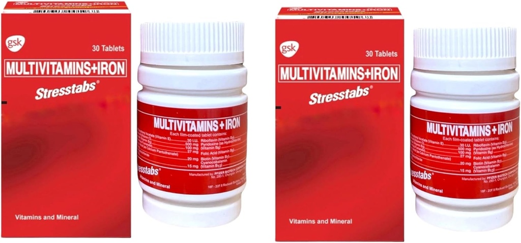 Generic 2 Stresstabs Multivitamins + Iron, 30 Tablets