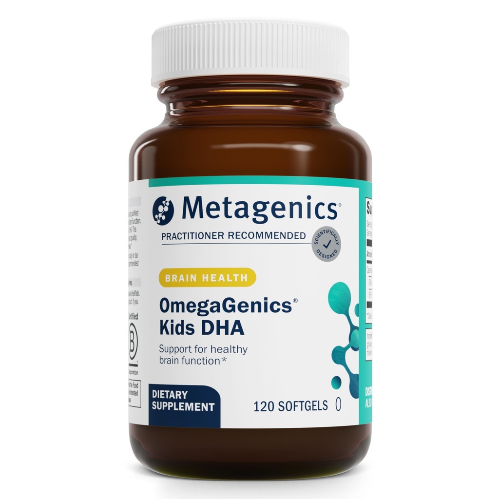 Metagenics MetaKids DHA - Kids DHA & EPA Supplement - for Brain Health & Support * - Immunstøtte * - fra Calamari Oil - Natural Fruit Flavor - 120 Softgels