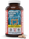Yerba Prima Prebiotic Colon Care Kapsler, 400 Caps - Fem former for Fiber Plus FOS Præbiotika - Kosttilskud - Sund Opløselig & Uopløselige fibre til regularitet og fordøjelsesstøtte