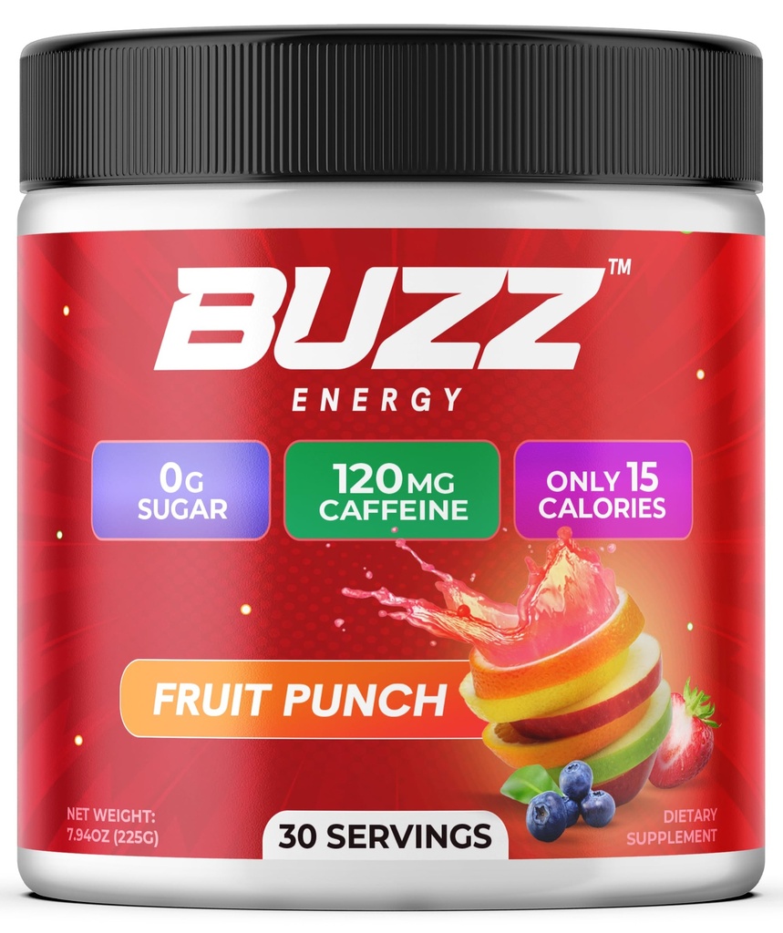 Morgenmad Buzz Energy Drink Powder - Energy Boost Drink Mix - Sukkerfri energi med antioxidanter - Morgen Kickstart og Sport Nutrition Endurance Produkt - 30 Servering, Frugt Punch, 7.9 Ounces