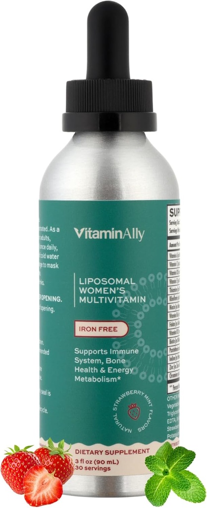 Liposomal Women 's Liquid multivitamin Iron Free Drops - 124; Sugar Free - 124; Non- GMO - 124; Gluten Free - 124; Understøtter immunsystem, ben- sundhed og energimetabolisme