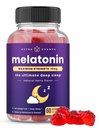 NutraChamps Melatonin Gummies for voksne, ekstra styrke sovemiddel Vitaminer, 5 mg eller 10 mg dosis, Vegan Natural Strawberry Flavor Supplement for bedre søvn, sunde sovekredse, 60 Gummies