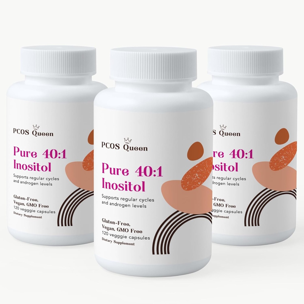 Pure 40: 1 Inositol - Myo + D- Chiro Inositol supplement - for kvinder med fertilitet, hud, og menstruationscyklus behov - 3 flasker