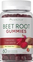 Carlyle Beet Root Gummies Б124; 60 Greve Б124; Vegan Strawberry Flavored Chewable Supplement Б124; Non- GMO, Gluten Free