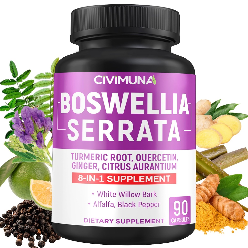 Boswellia kapsler med Boswellia, gurkemeje, Quercetin og mere - 90 kapsler til 3 Måneders forsyning