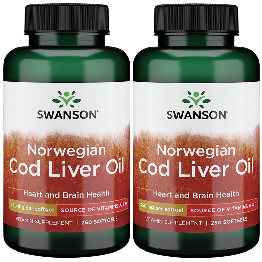 Swanson Cod Lever Oil 1250 Iu A / 135 Iu D 250 Sgels (2 Pack)