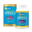 Qunol Advanced Omega 3 Krill og Fish Oil Complex, 10x bedre biotilgængelighed, One Pill Dosis, 250 mg EPA & DHA, understøtter hjerne, øje, hjerte og fælles sundhed, 60 greve (pakke med 1)