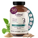 Organic Mood Pills - 60 kapsler Organic Ashwagandha Kosttilskud til kvinder og mænd, Ashwagandha Root Kapsler med Cordyceps, Holy Basil & Rhodiola, Reducere stress, øger mood og kognitiv funktion