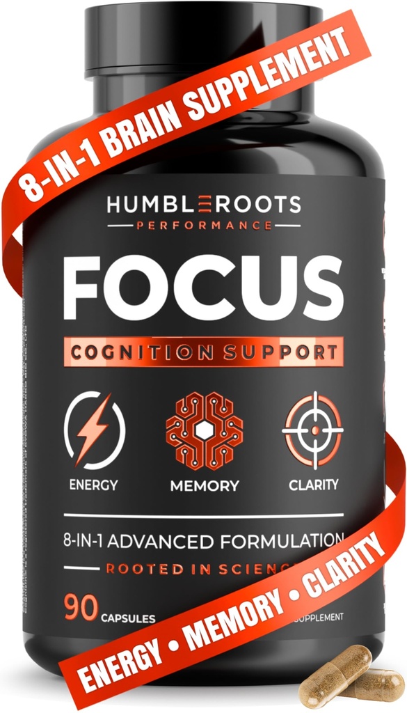 Advanced Nootrop Brain Supplement for Energy, Memory, & Focus; 124; Lions Mane, Koffein, L- Theanin, og 5 yderligere All- Natural Ingredients to Forbedre kognitiv sundhed (90 kapsler)