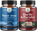 Bundle of Water Away Fluid Retention med Mælkebøtte Leaf Extract & Green Tea for Bloating Relief og koncentreret Odorless Hvidløg Softels - Persley Extract & Laged Hvidløg Kosttilskud til Gut Support