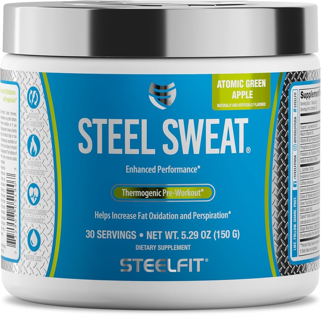 SteelFit Steel Sweat Fat- Burning Pre Workout Note 124; Boost Metabolisme, Øge energi, Burn Fat & Kalorier