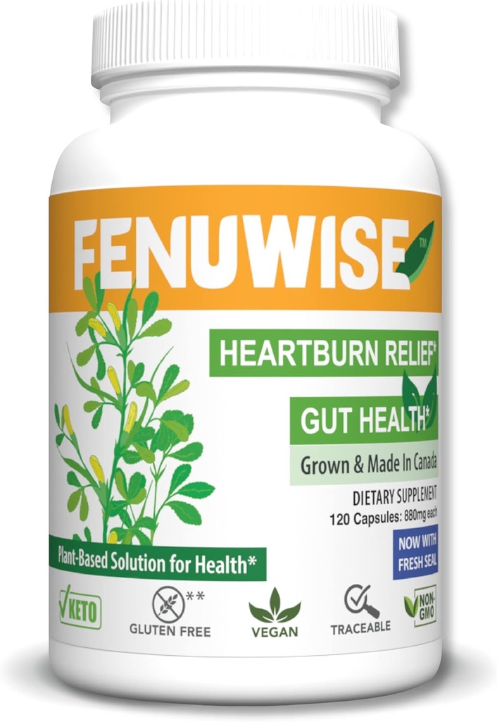 Naturlige fenugreek Fiber Capsule supplement til syre Relief - Premium Vegansk Kosttilskud støtte fordøjelsessygdomme, 120 Tæl