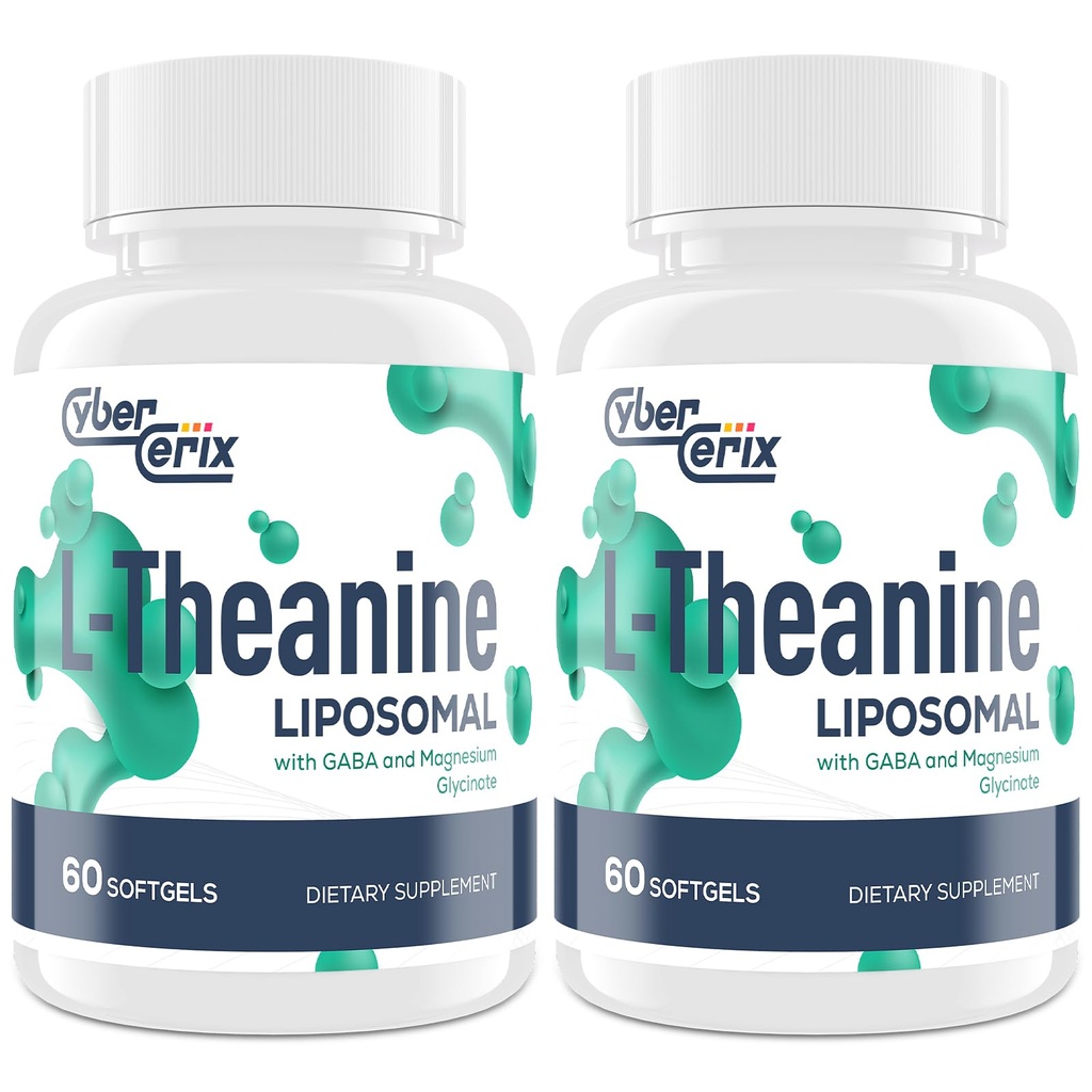 Liposomal L- Theanine 500mg, Kompleks med GABA 200mg & Magnesium 100mg, Ekstra styrke supplement for ro, afslapning og fokus, Gluten Free - 120 kapsler