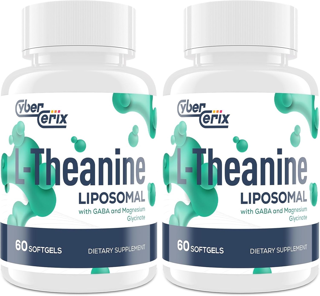 Liposomal L- Theanine 500mg, Kompleks med GABA 200mg & Magnesium 100mg, Ekstra styrke supplement for ro, afslapning og fokus, Gluten Free - 120 kapsler