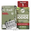 EarthNutri KI- Radi ™ Kaliumjodidetabletter 65 mg - højpotens jod supplement til thyreoideastøtte, nødberedskab - Kaliumtilskud i foil- foil blisterforsegling - 20 tabletter (1 pakke)