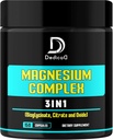 Magnesium Bisglycinat, Citrate & Oxide - 150 kapsler - 100 mg Elemental Triple Magnesium Complex supplement - Støtte til energiproduktion, muskel, hjerne og immunforsvar