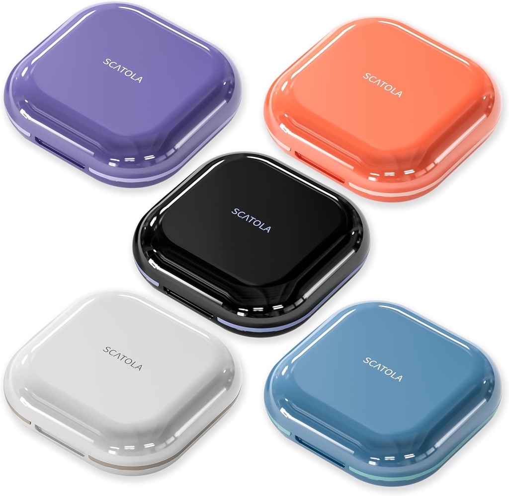 Lille pillekasse 4 Compartments Light Grey Purple Blue Black og Pink sæt af 5