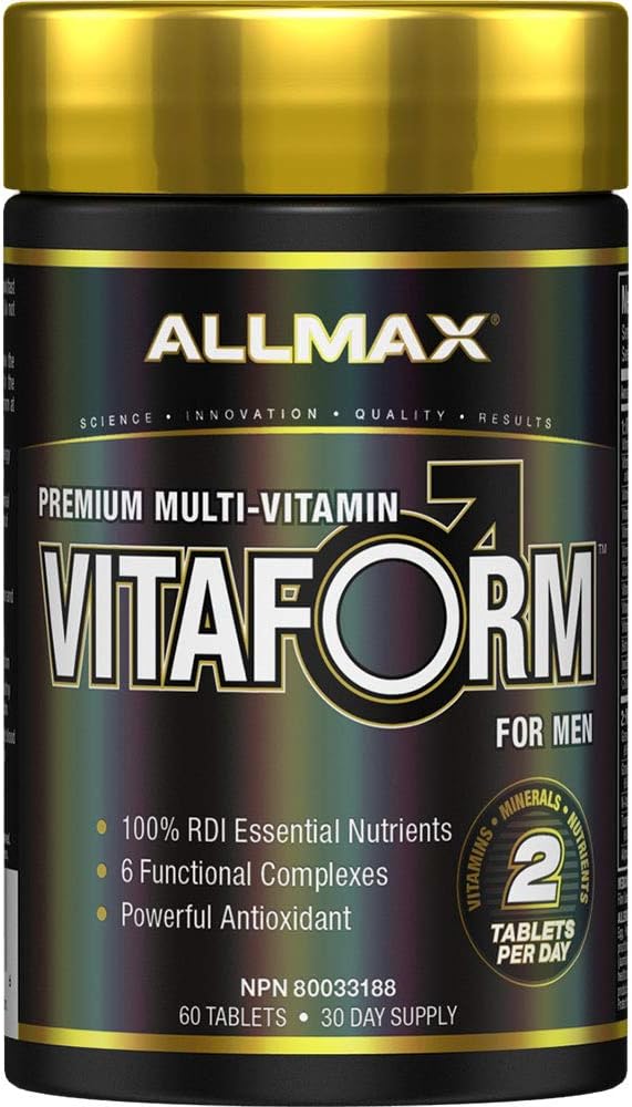 ALLMAX VITAFORM - 60 tabletter - Premium Multivitamin til mænd - seks funktionelle komplekser + C-vitamin, D3 & Zink - 30 servering