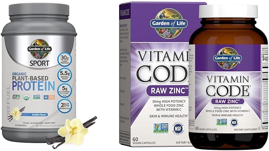 Have Organic Vegan Sport Protein Powder, Vanilla - Probiotika, BCAA, 30g Plant Protein & Zink Kosttilskud 30mg høj potens Raw Zink og C-vitamin Multimineral Supplement