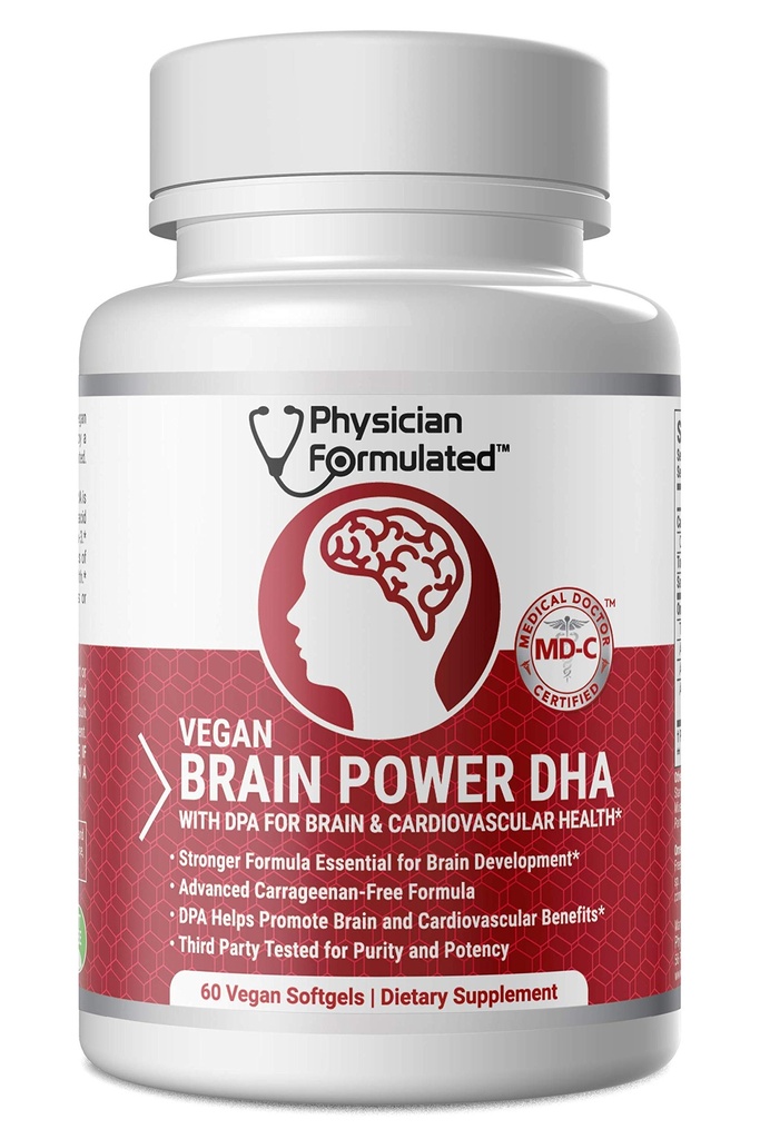 Vegansk DHA for hjerne og prenatal 100% Alger baseret Omega 3 essentielle fedtsyrer med NO Carrageenan, NO Vegetabilsk olie Plus 2500mcg Astaxanthin