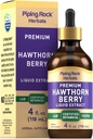 Piping Rock Hawthorn Berry Extract Flydende • 124; 4 fl oz • 124; Herb Tincture Drops • 124; Premium Vegetar Supplement • 124; Ikke GMO, Gluten Free