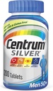 Centrum sølv Multivitamin til mænd 50 Plus, Multivitamin / multimineral supplement med vitamin D3, B Vitamin og zink, Gluten fri, non-GMO ingredienser - 200 Greve