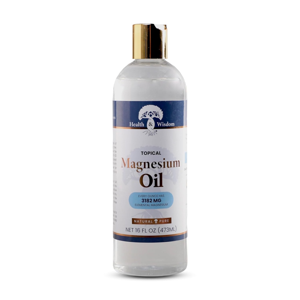 Sundhed & Visdom Pure Magnesium Oil - tematisk muskel & fælles Relief- Natural og Pure Skin Fugt - Forbedret Absorption - 16 fl oz
