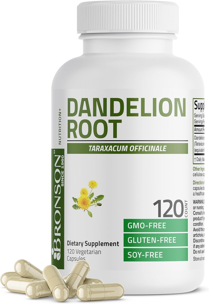 Bronson Mælkebøtte Root High Potency Supplement, Understøtter samlet godt helbred & Well- Being, Traditional Diuretic Herb - Non- GMO, 120 vegetariske kapsler