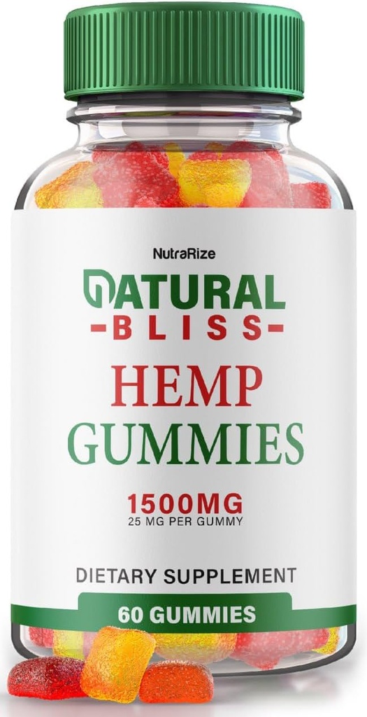 NutraRize Natural Bliss Gummies, Hamp Supplement for Tranquility, En daglig Afslapning og Fokus, Anmeldelser (60 Gummies)