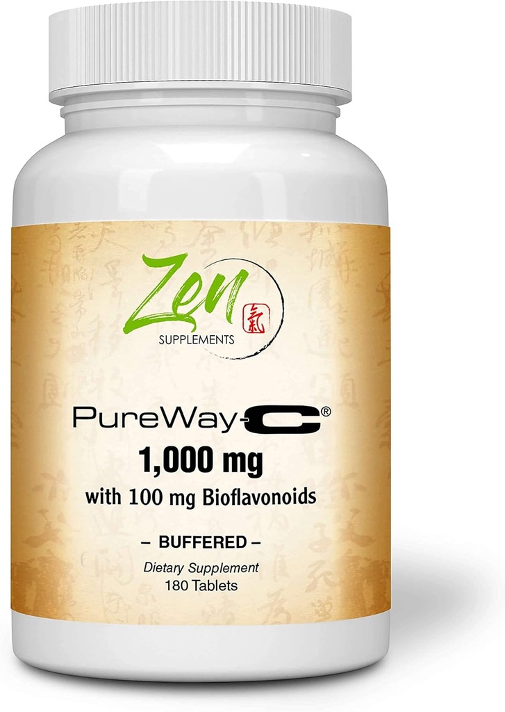 Buffered Vitamin C 1000mg- Advanced Vitamin C Supplement with Rose HIPS, Bioflavonoid Complex & More - Immune Support System & Antioxidant Support -Non-GMO - 180 Ascorbic Acid Powder Tablets
