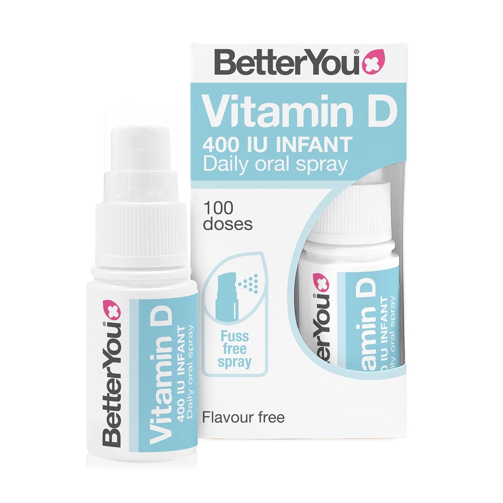 BetterYou D400 Infant Vitamin D Oral Spray - Praktisk alternativ til tabletter - specielt Formuleret til børn under 3 år - Enkel og ren formering - Vital for børn udvikling - 0,5 oz