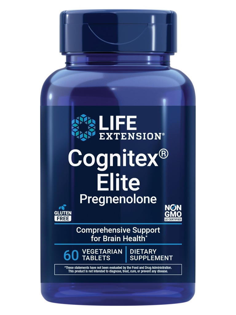 Life Extension Cognarec ® Elite Graphenolone, sage, Blåbær, ashwagandha, phosphatidylserin, Advanced Formel, Opmærksomhed, Focus, Memory, Gluten- Free, Non- GMO, Vegetar, 60 tabletter