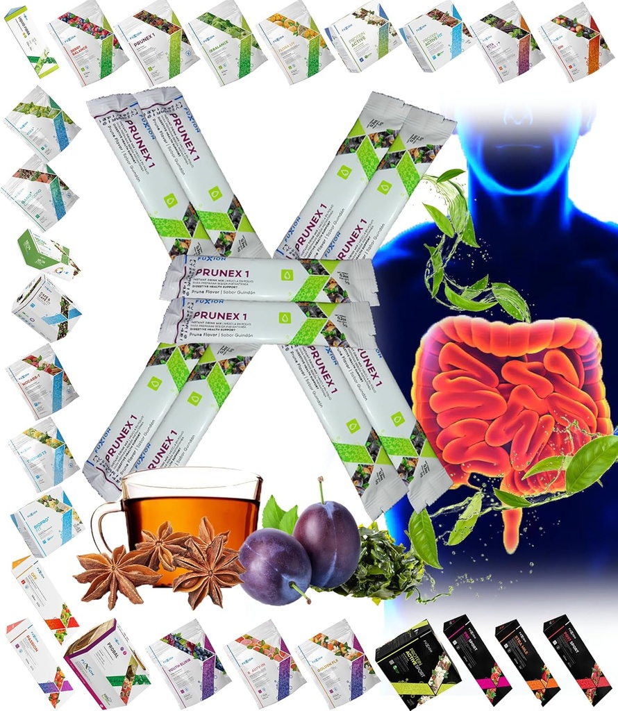 All Natural Detox Cleanse Instant Tea Mix Prune & Plum w. Fiber & Inulin til Optimal Intestinal Transit af FuXion Prunex 1 (10 Sachets)