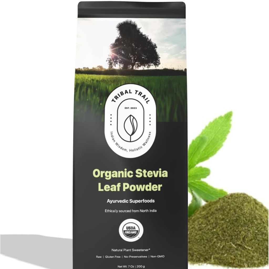 Organisk stevia pulver • 124; 7,05 oz • 124; USDA • Organisk & non- GMO • 124; Etisk syret fra North India • 124; Genanvendeligt kraft - poser • 124; Naturlig stevia • 124; Plantebaseret sukker fri erstatning