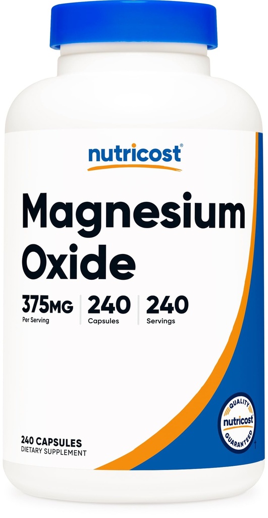 Nutricost Magnesiumoxid 375mg, 240 kapsler - 210mg Magnesium, non- GMO, gluten fri