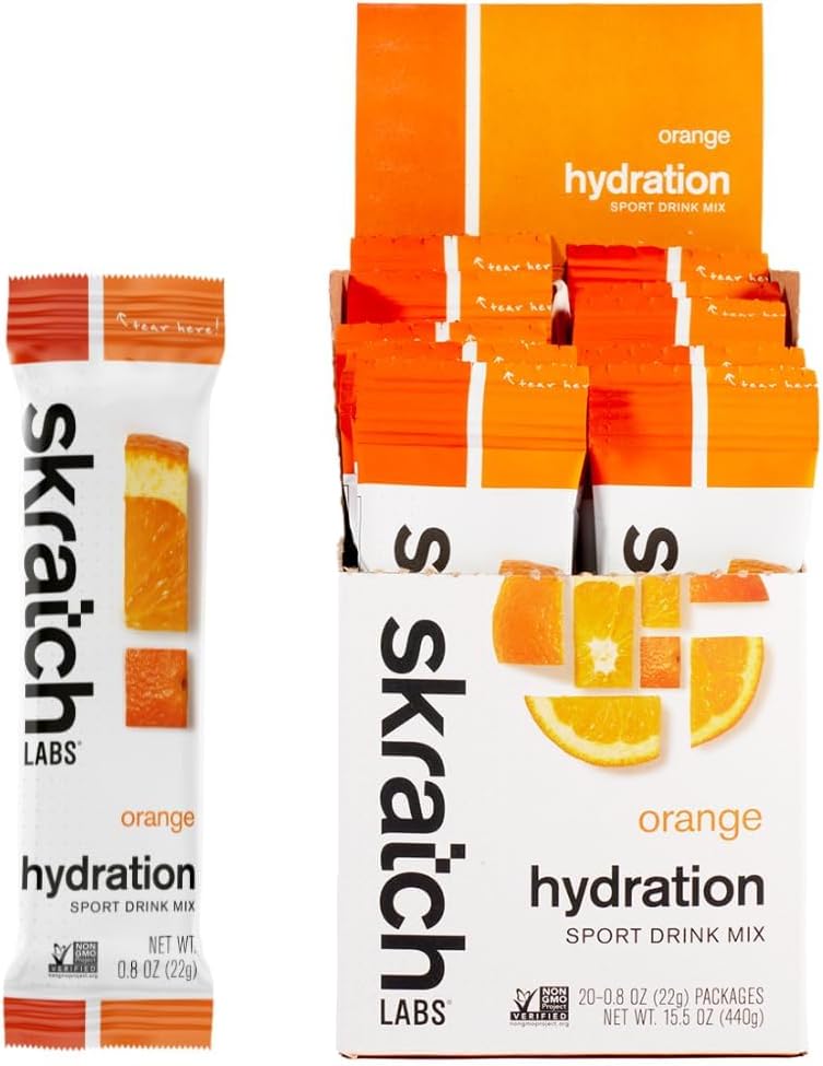 Skratch Labs Hydration Packets - Hydration Drink Mix, Orange (20ct) - Electrolyte Powder Packets Developed for Athletes and Sports Performance - Gluten Free, Vegan, Kosher