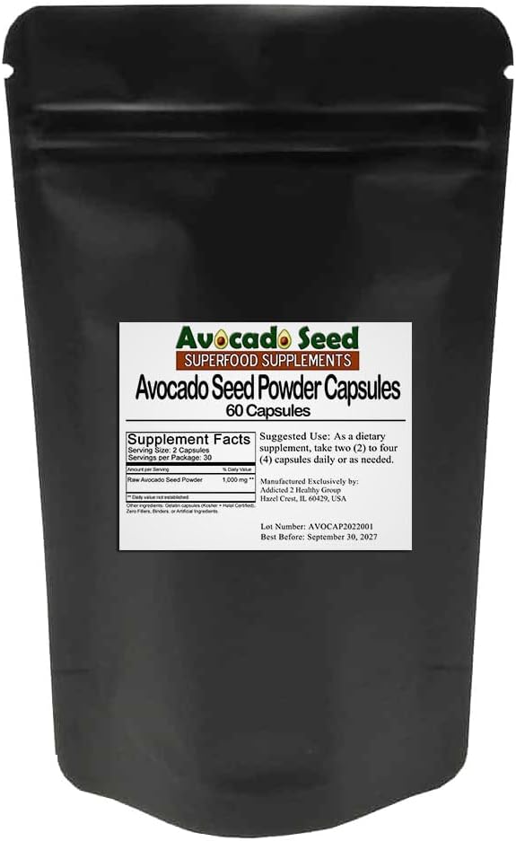 Avocado pulver kapsler [60 greve] # 1 Prebiotic Fiber + antioxidant supplement, Rå mad, fordøjelsessundhed - Den ultimative bæredygtige superfood