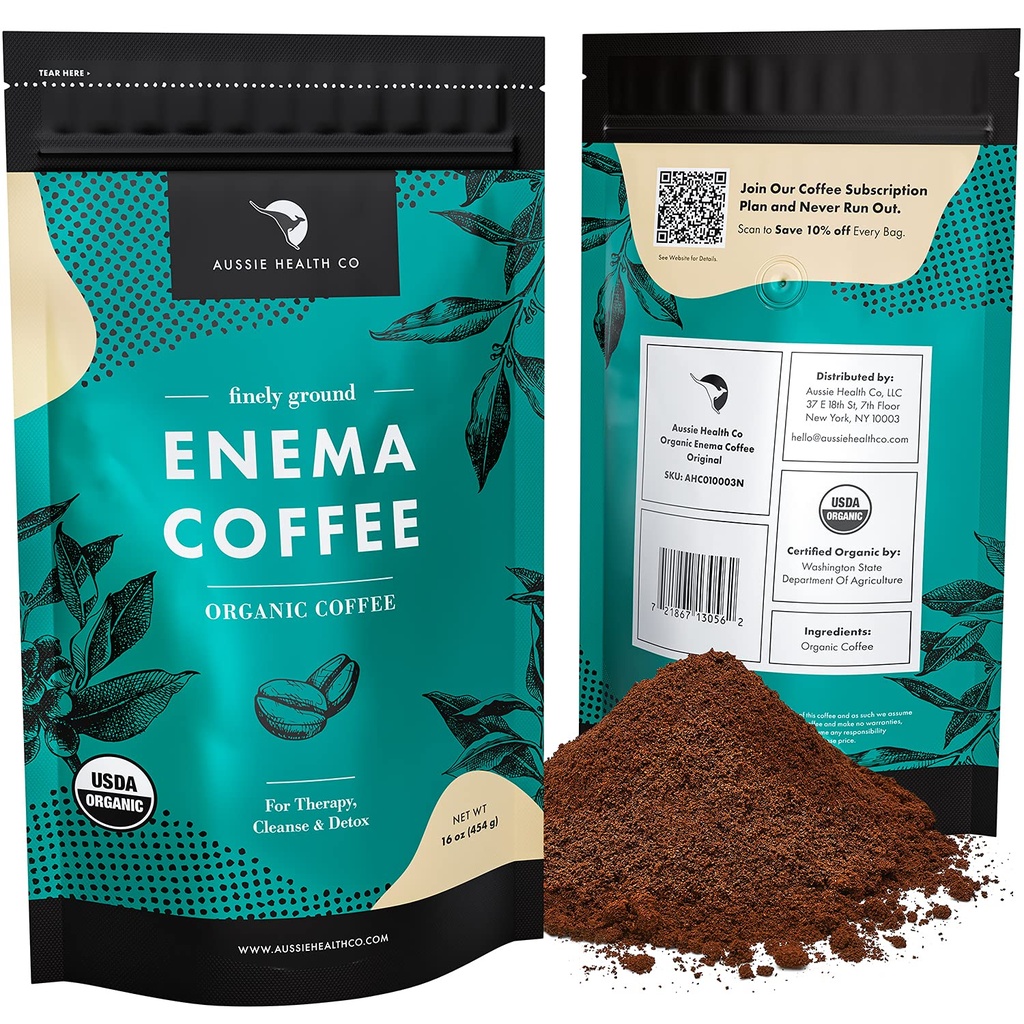 Aussie Health Co Enema Kaffe - Økologisk kaffe - 419 ° Brændt, Ground Coffee, Rense og afgiftning, Lavet i USA - 1 LB Bag