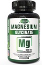 ZATUR Pure Magnesium Glycinat Kapsler 1000mg Maksimal styrke, Chelated for High Absorption Magnesium supplement til søvn, muskel, hjerne, ben og hjerte sundhed, 3. part testet, 180 kapsler