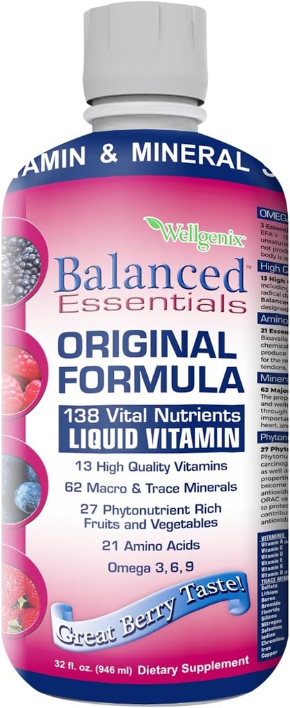 Wellgenix Balanced Essentials Liquid Nutritional Supplement, 32 Ounces - Meget Berry