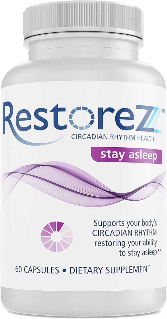 RestoreZ Stay Asleep (60 kapsler) Natural Sleep Supplement - Bevar lang Restful Sleep gennem natten - Ikke-Habit Danning Sleep Aid