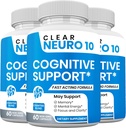 Clear Neuro 10, Forbedrer fokus og koncentration, fremme normal hukommelse funktion & hjerne sundhed, forebygger hukommelsestab (3 Pack)