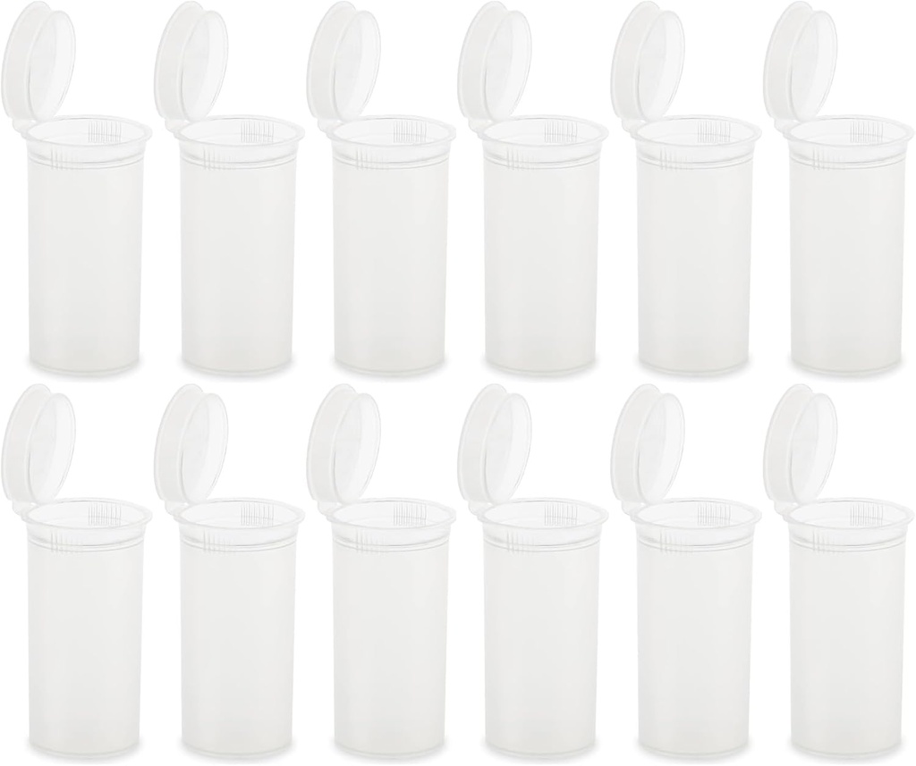 12 Pack Tomme Plastic Pill Flasker med Caps, lufttæt Multi- Formål 13 Dram Pill Container med Pop Top Caps til lægemidler, Kosttilskud, eller enhver lille poster (Clear Transparent)