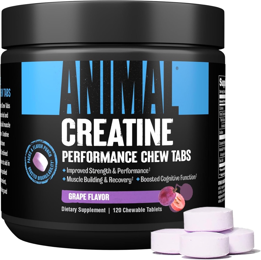 Animal Omega Omega 3 & 6 supplement med Creatin Chews Tablets Forbedret med AstraGin 30 Day Pack